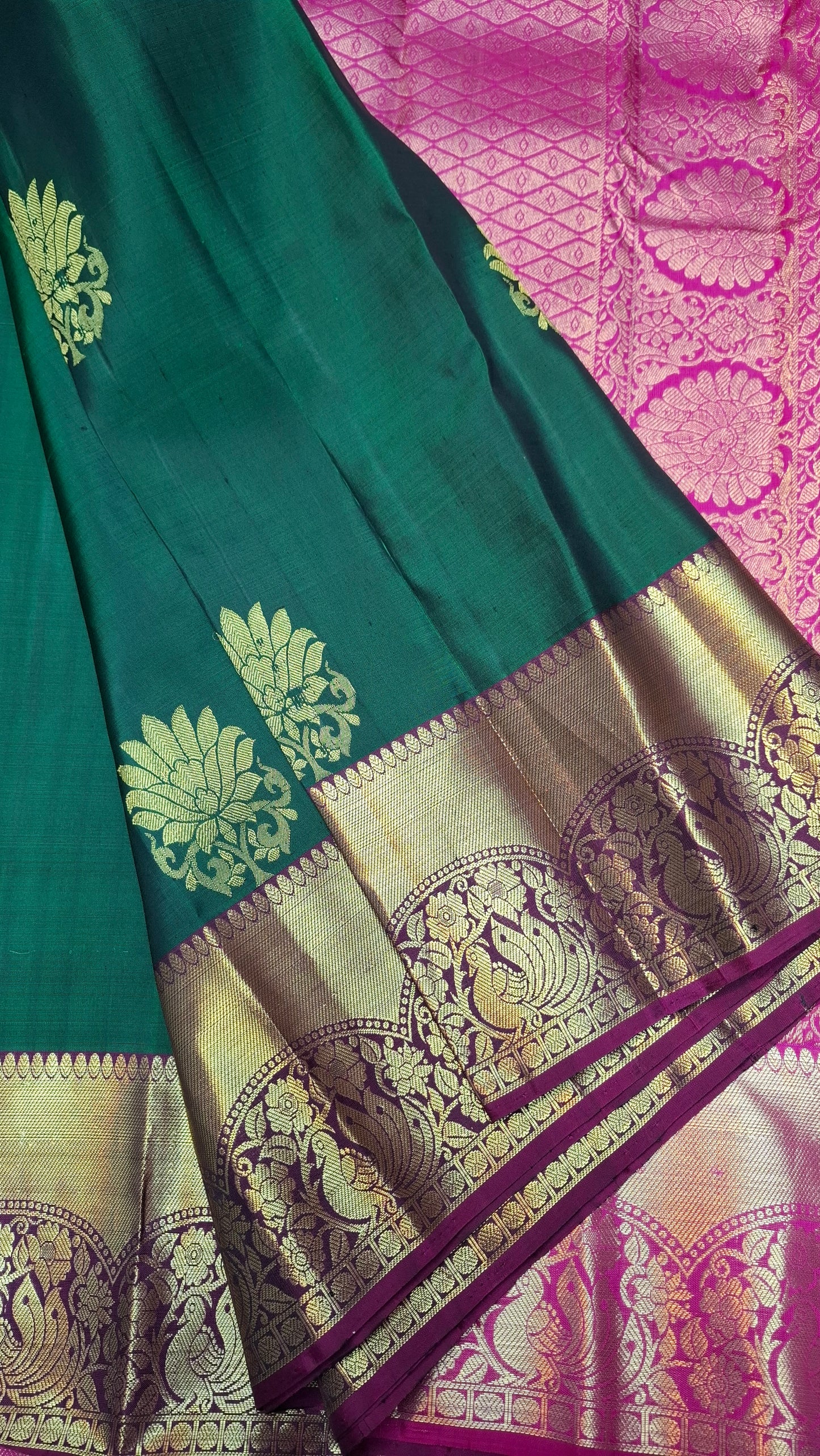 GREEN & MAGENTA PURE KANJIPURAM SILK