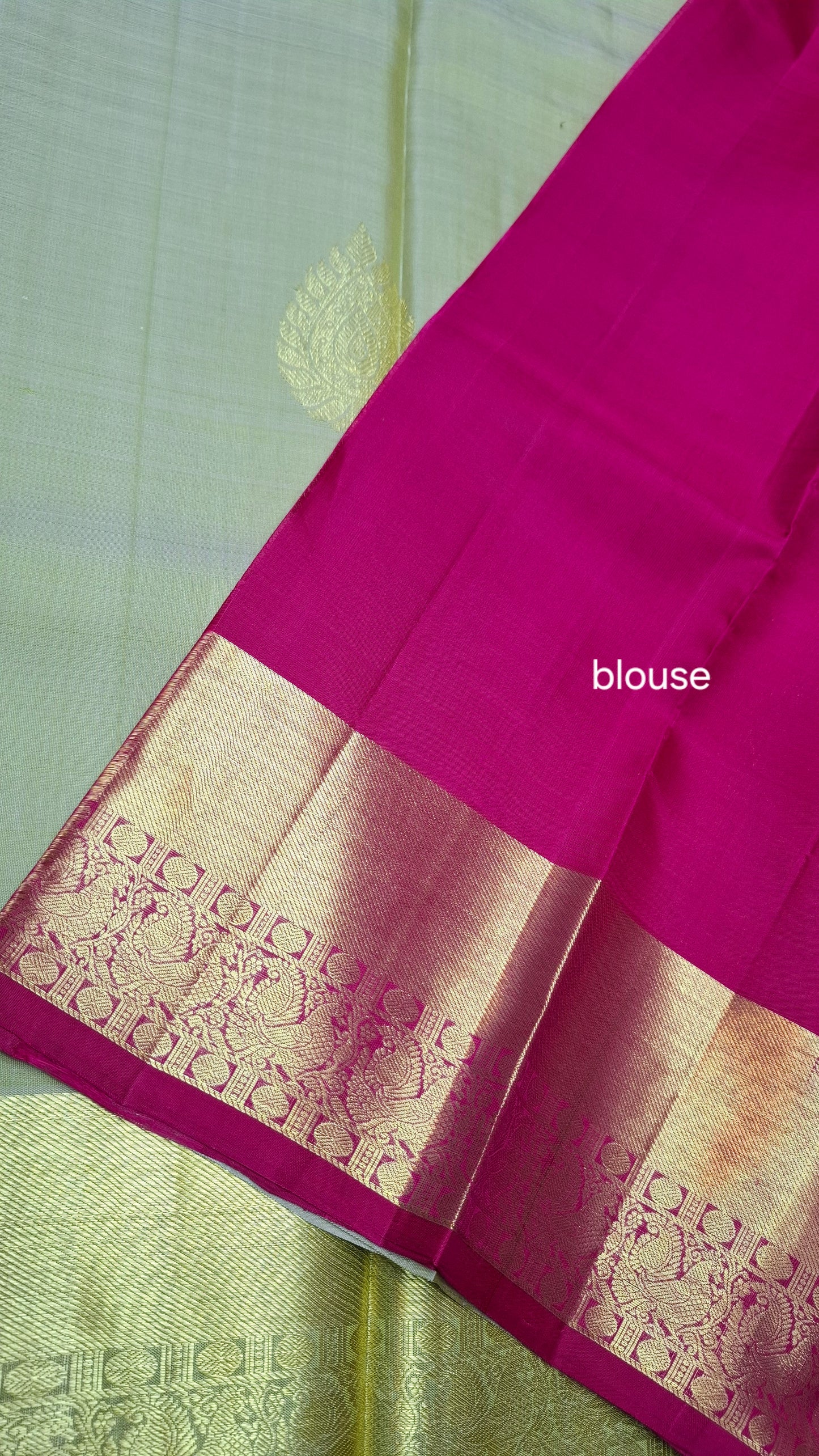 SAGE GREEN & MAGENTA PURE KANJIPURAM SILK SAREE