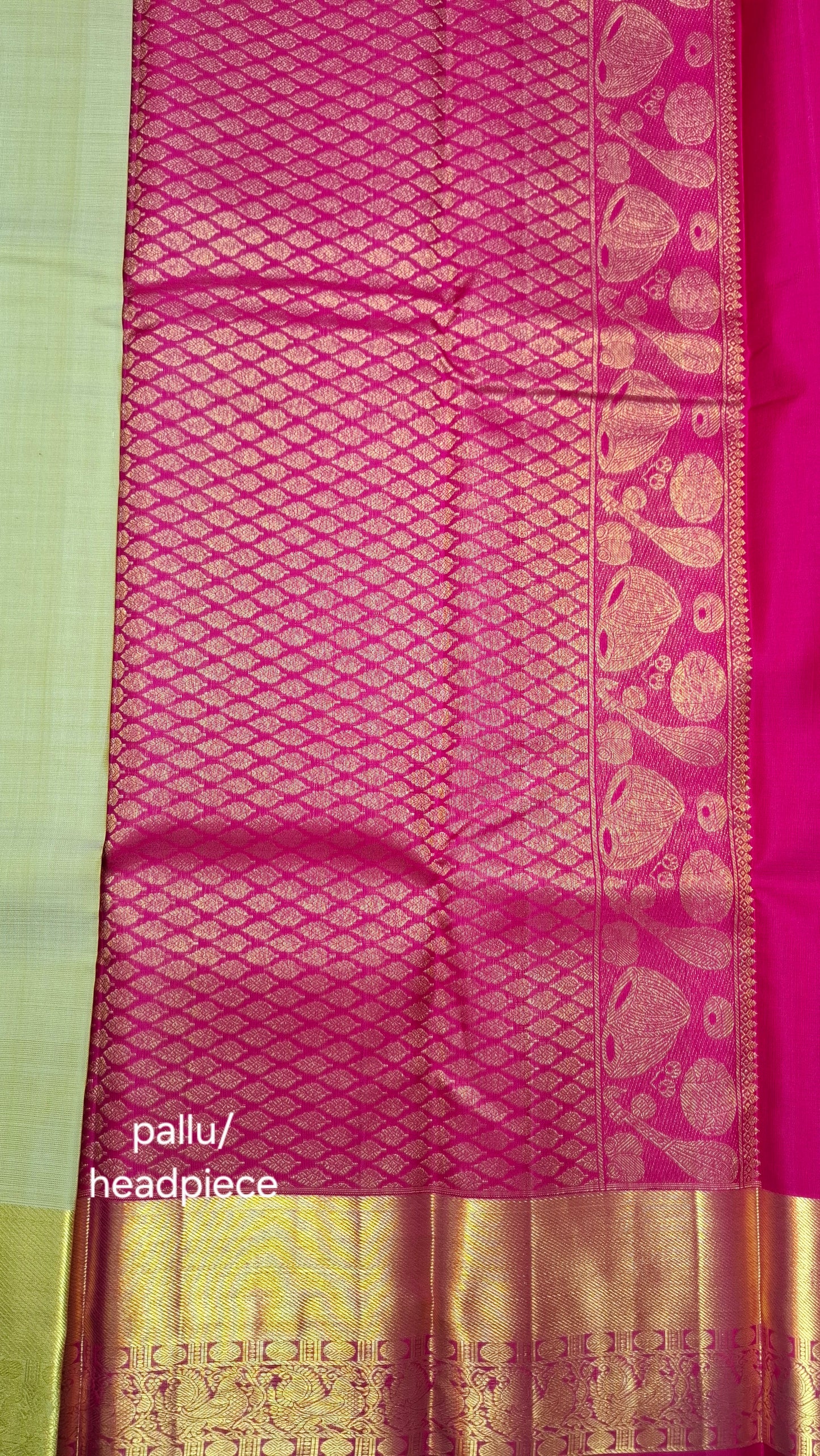 SAGE GREEN & MAGENTA PURE KANJIPURAM SILK SAREE