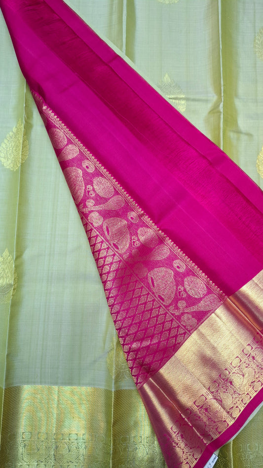 SAGE GREEN & MAGENTA PURE KANJIPURAM SILK SAREE