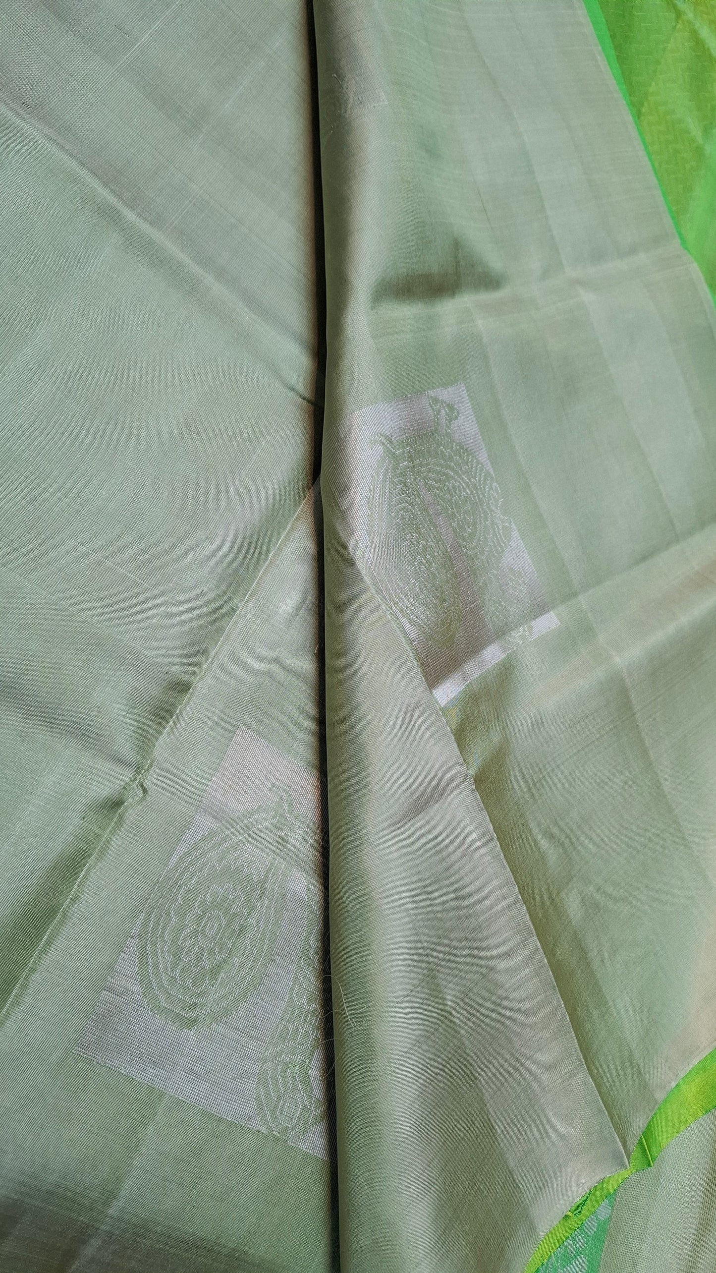 SAGE GREEN PURE KANJIPURAM SOFT SILK