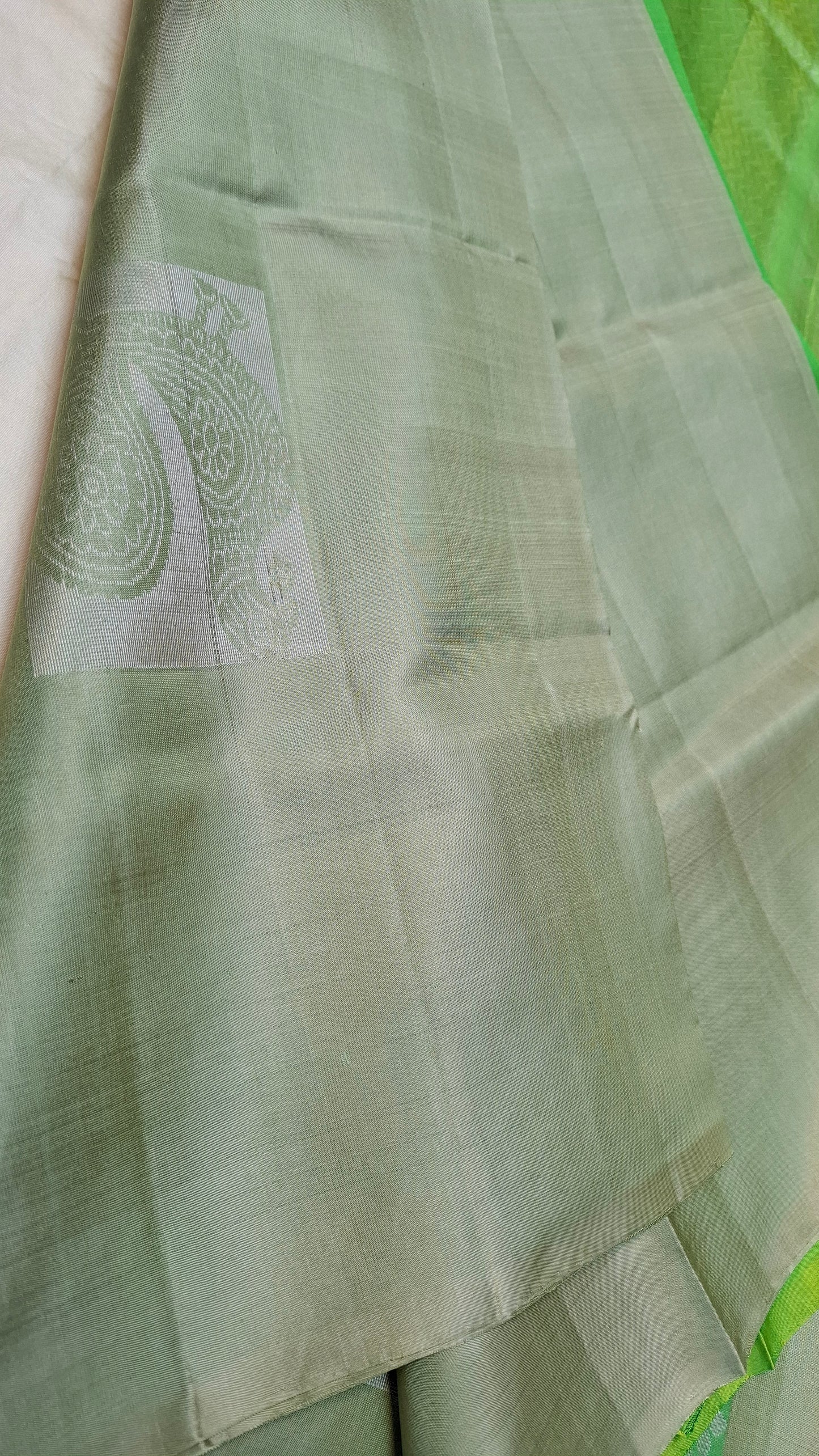 SAGE GREEN PURE KANJIPURAM SOFT SILK