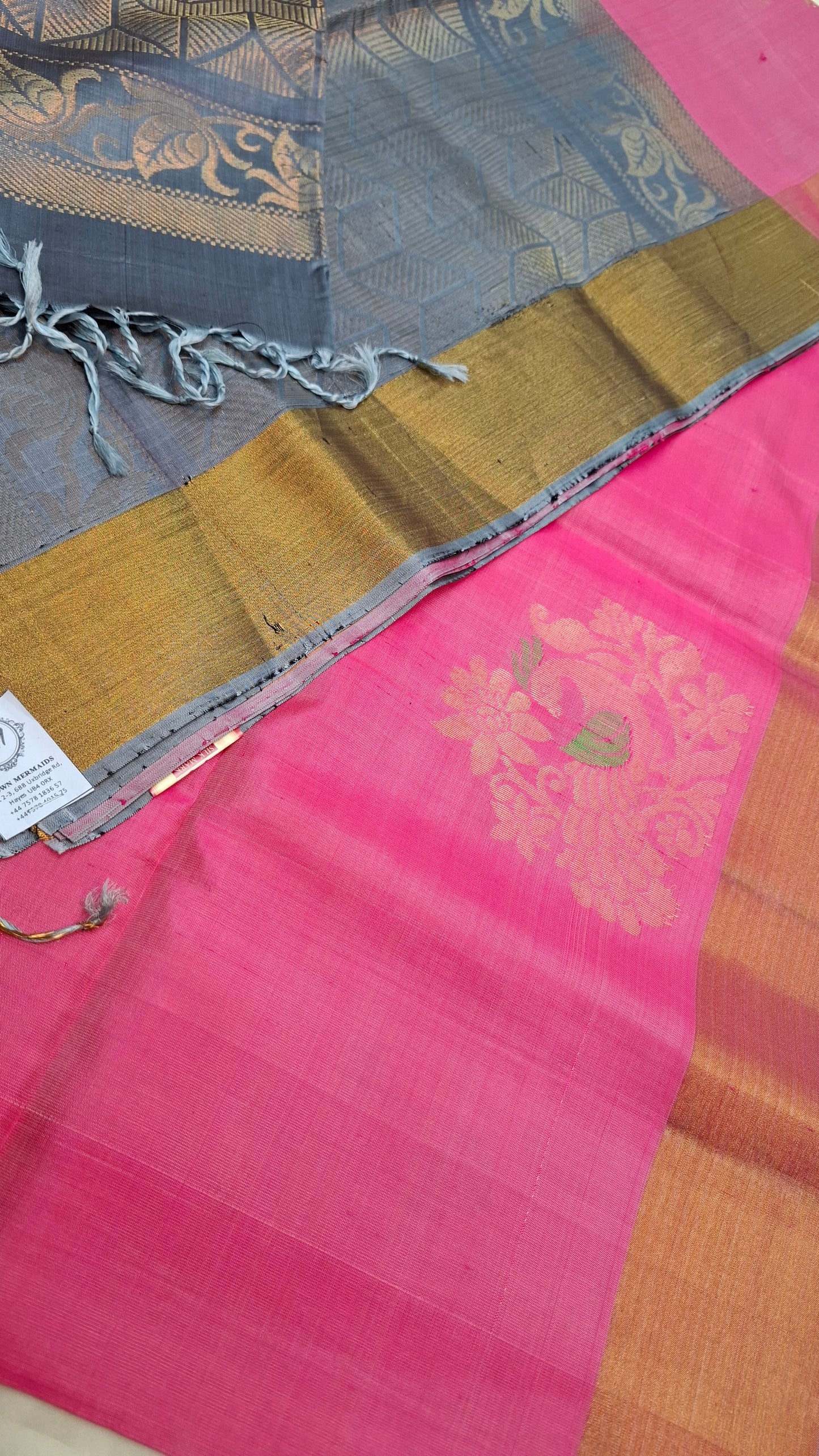 PINK & GREY PURE KANJIPURAM SOFT SILK