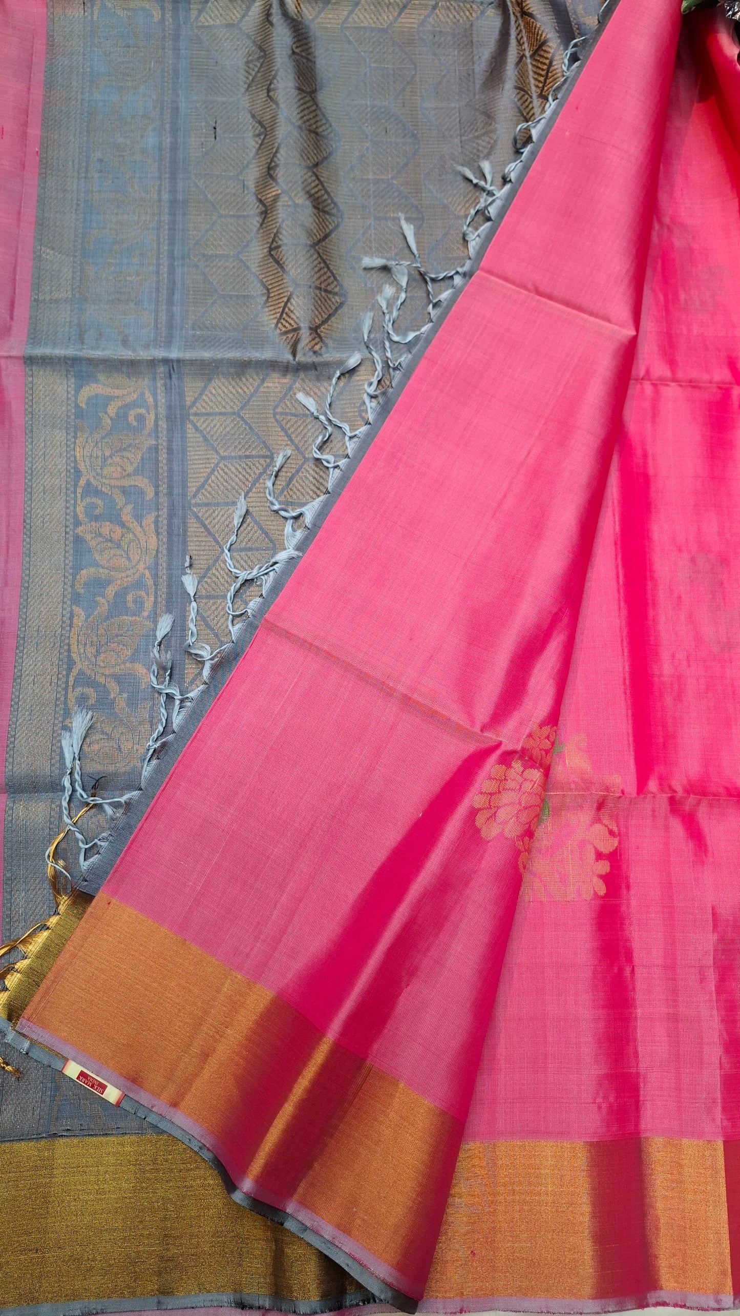PINK & GREY PURE KANJIPURAM SOFT SILK