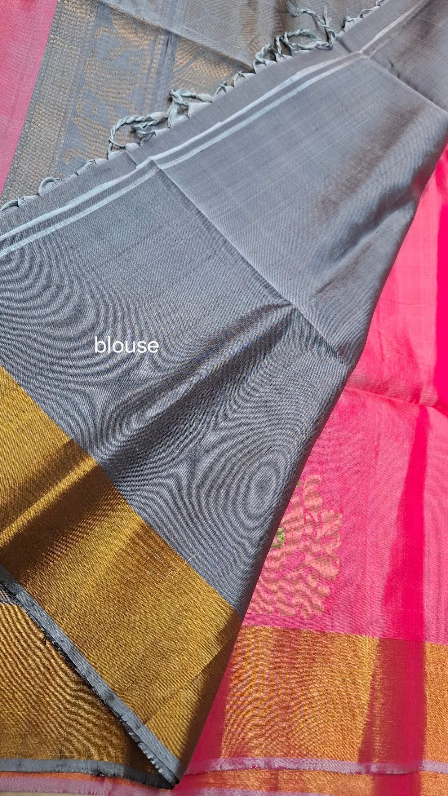 PINK & GREY PURE KANJIPURAM SOFT SILK