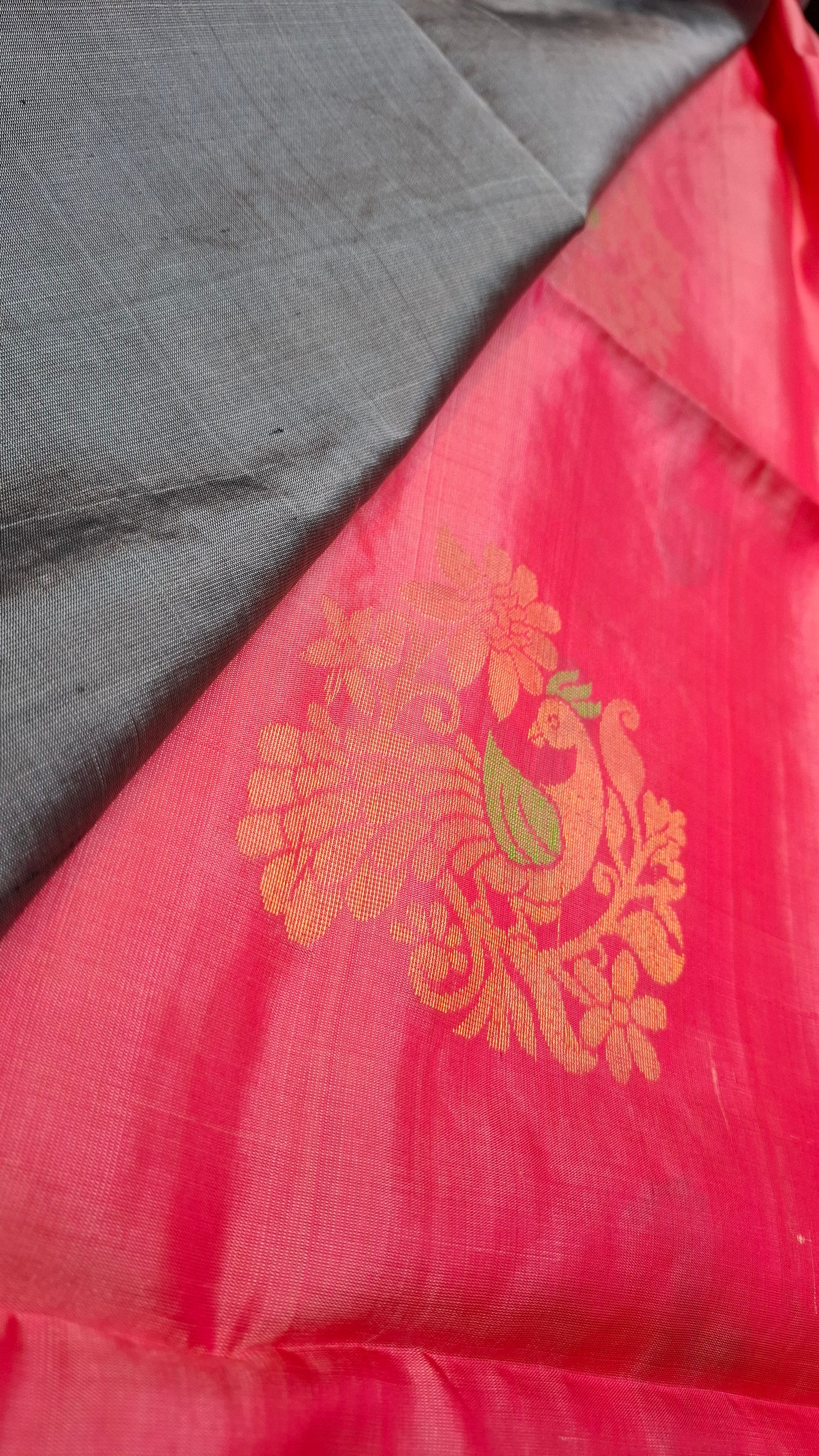 PINK & GREY PURE KANJIPURAM SOFT SILK