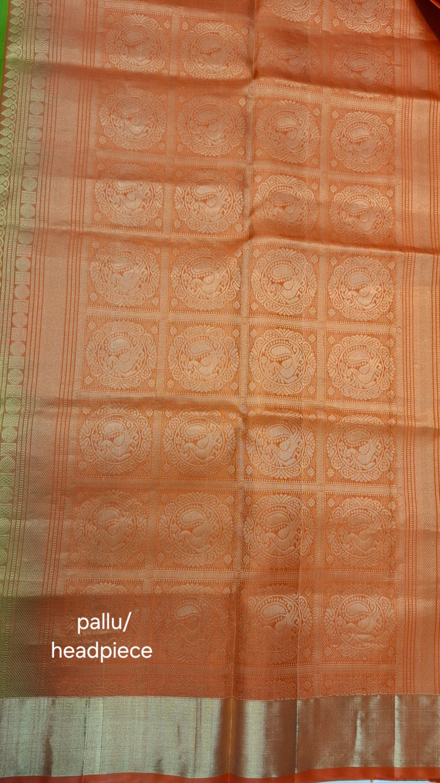 GREEN & ORANGE PURE SOFT SILK