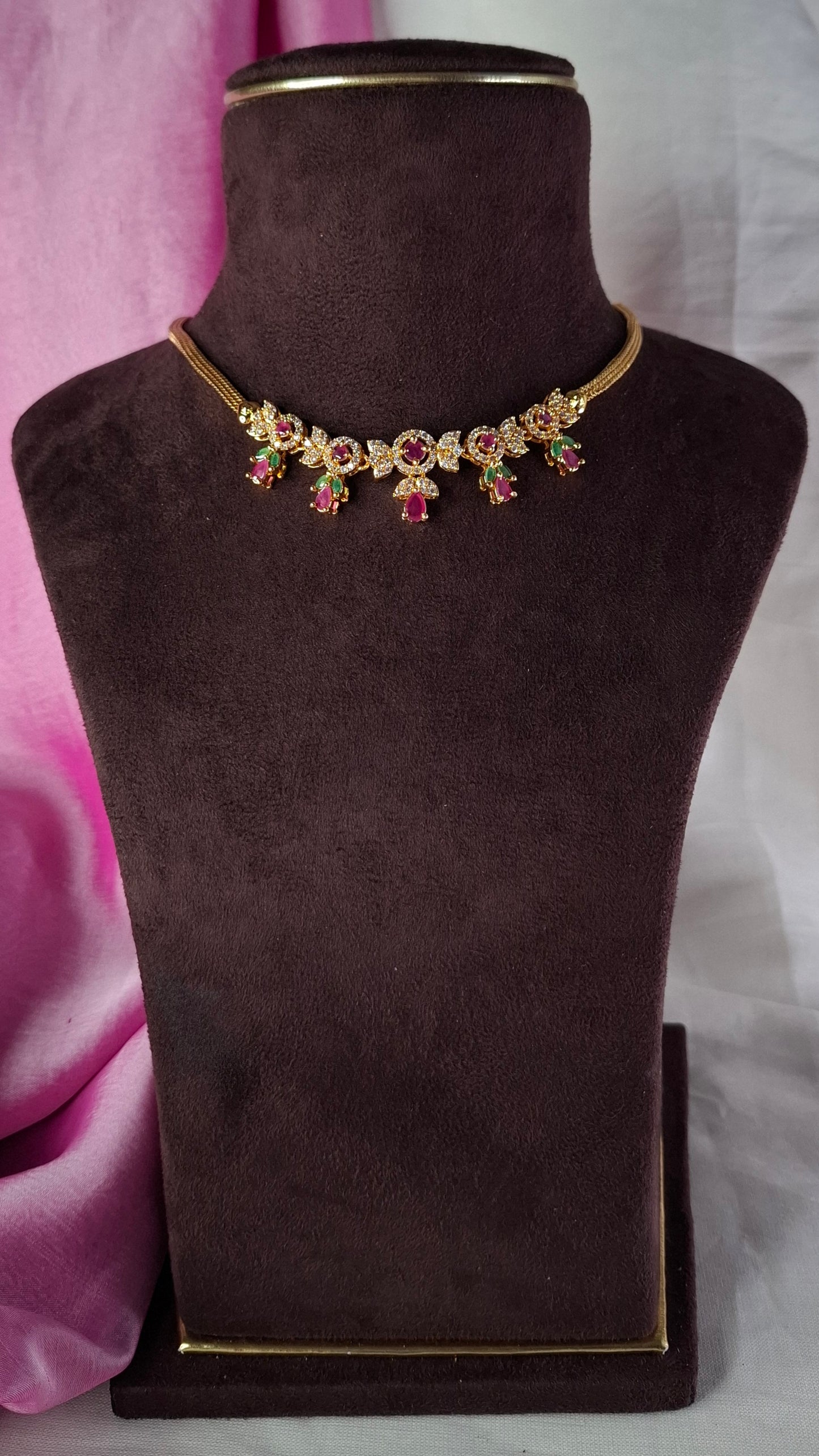 RUBY, GREEN & WHITE A.D. NECKLACE E0249