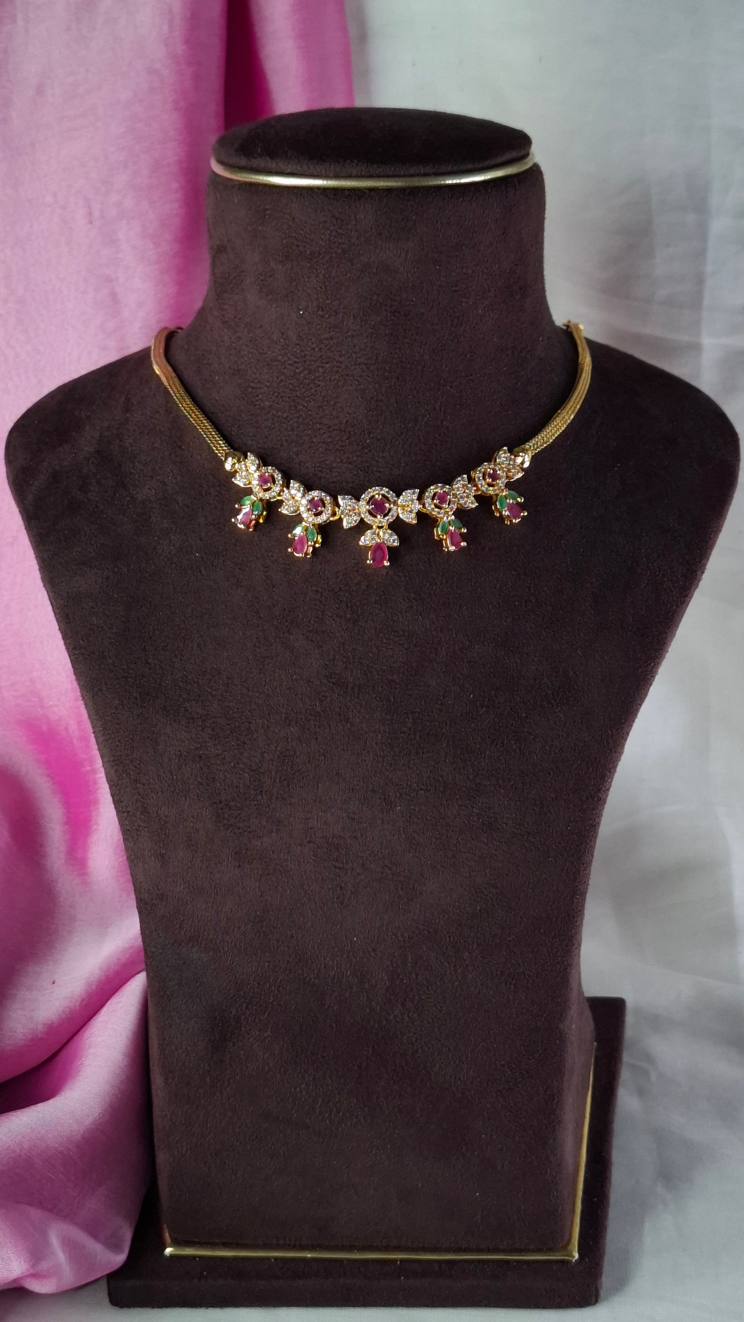 RUBY, GREEN & WHITE A.D. NECKLACE E0249