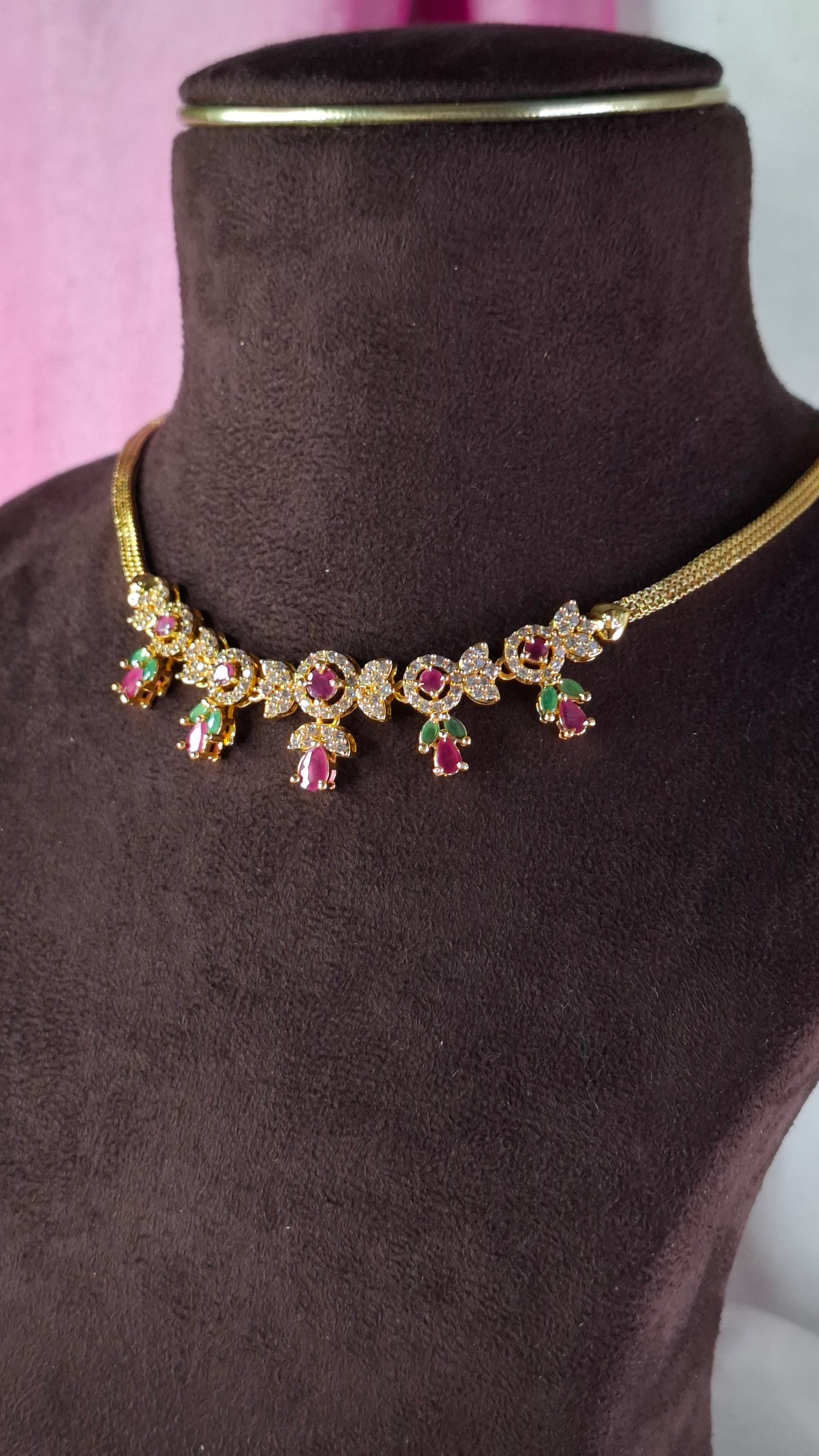 RUBY, GREEN & WHITE A.D. NECKLACE E0249