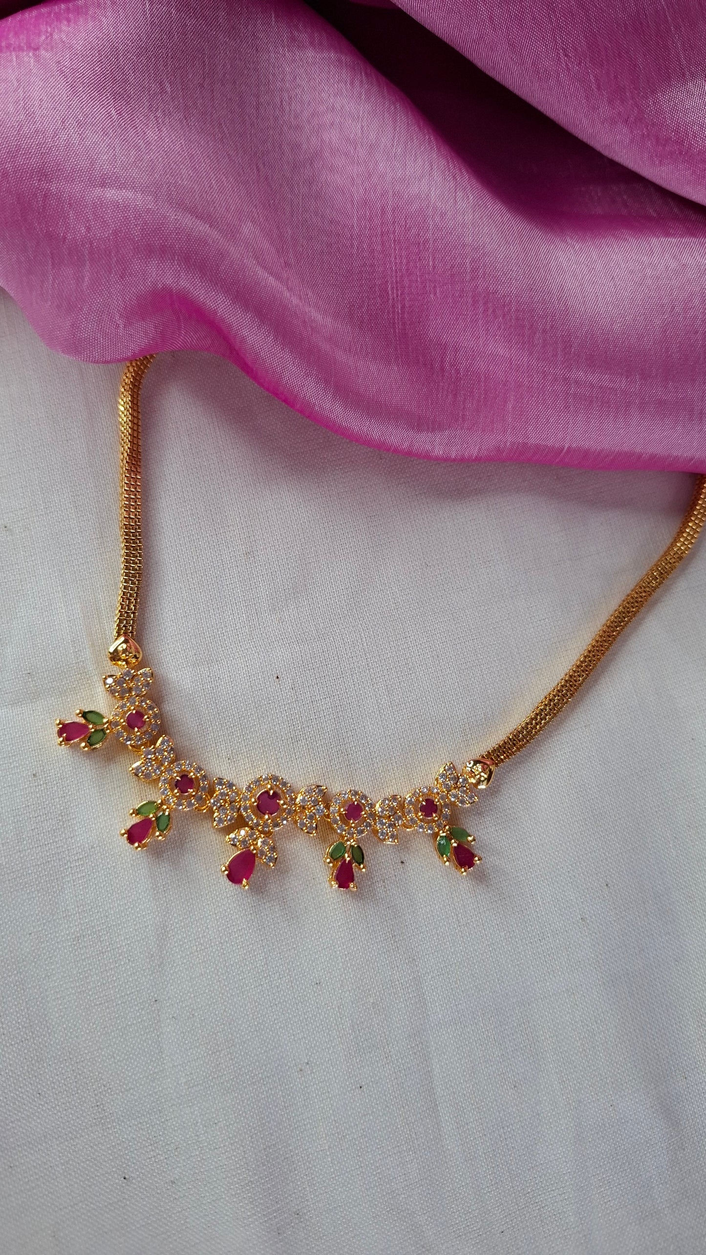 RUBY, GREEN & WHITE A.D. NECKLACE E0249