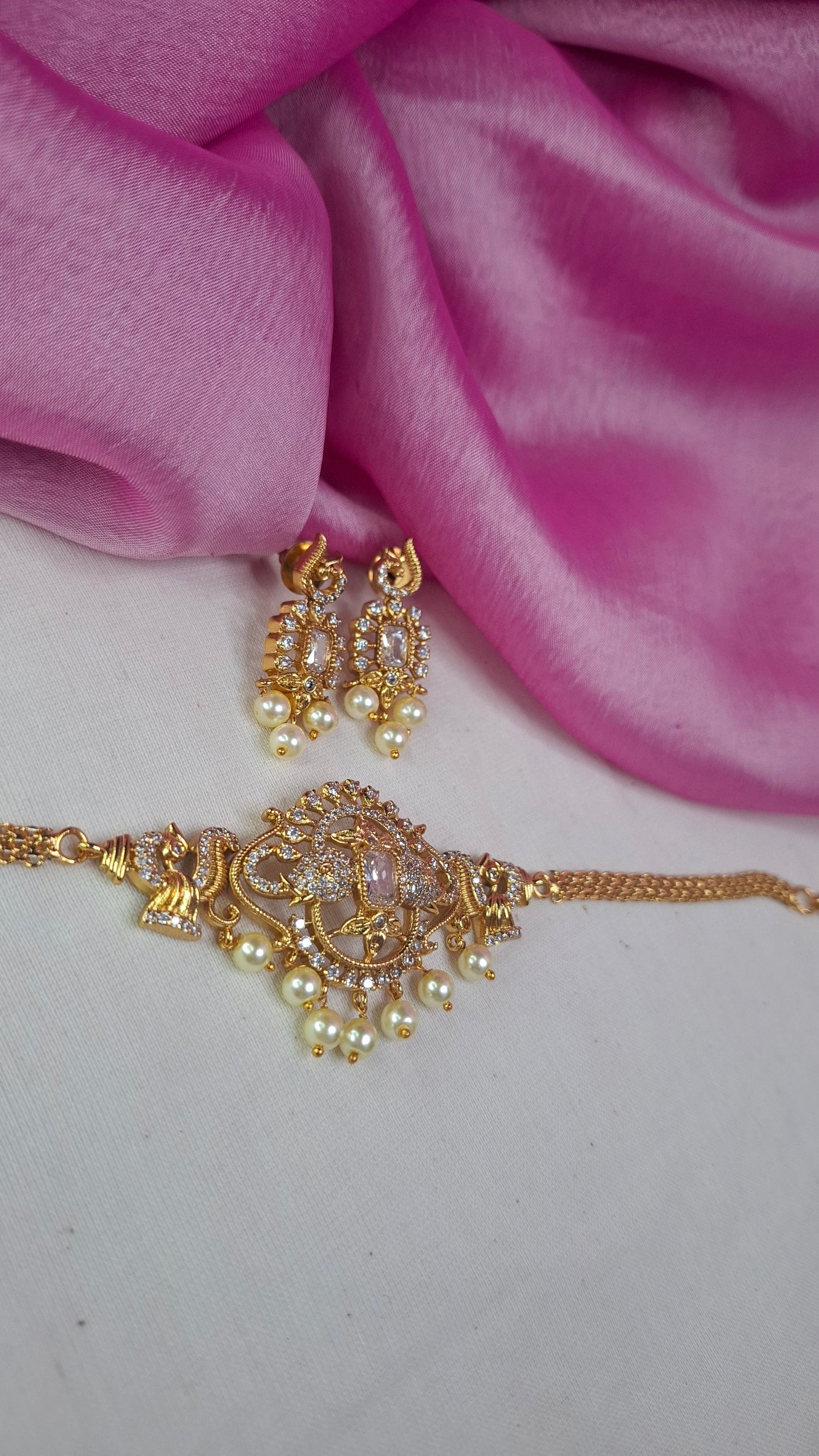 ANTIQUE GOLD CHOKER SET E0259