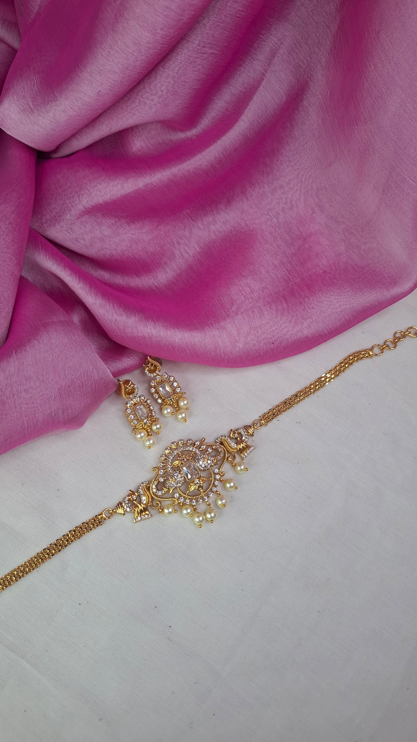 ANTIQUE GOLD CHOKER SET E0259