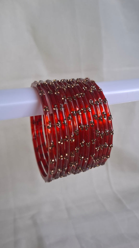 RAINDROP GLASS BANGLES (RED)