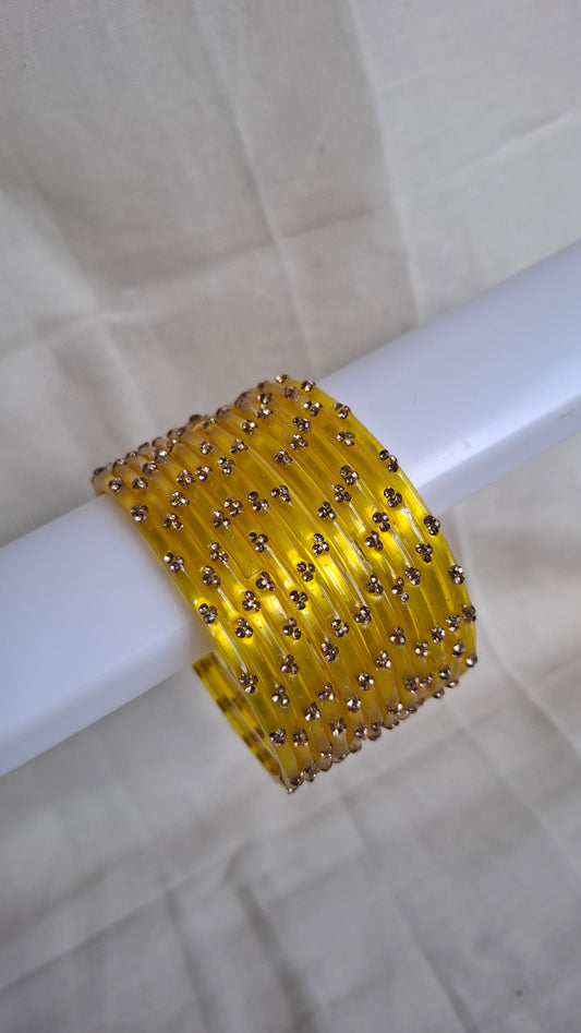 RAIN DROP GLASS BANGLES (LIGHT YELLOW)