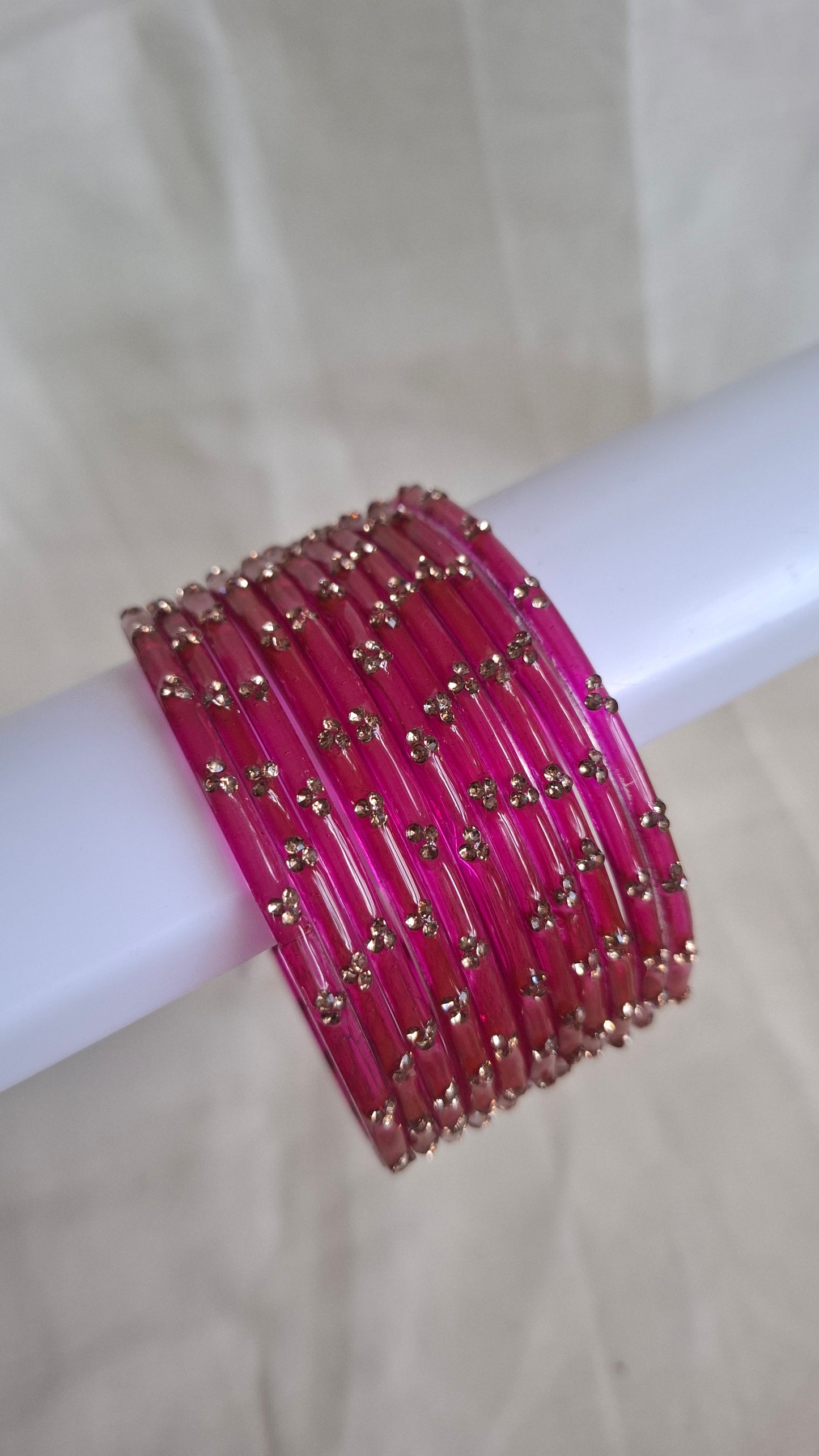 RAIN DROP GLASS BANGLES (FUCHSIA)