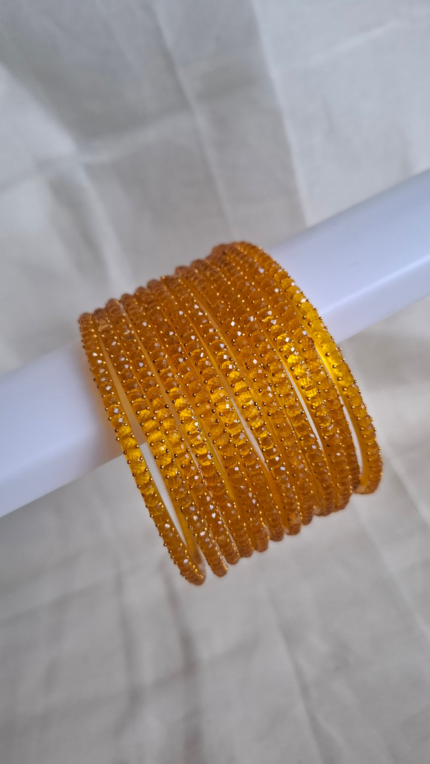 RAIN DROP GLASS BANGLES (YELLOW ORANGE)