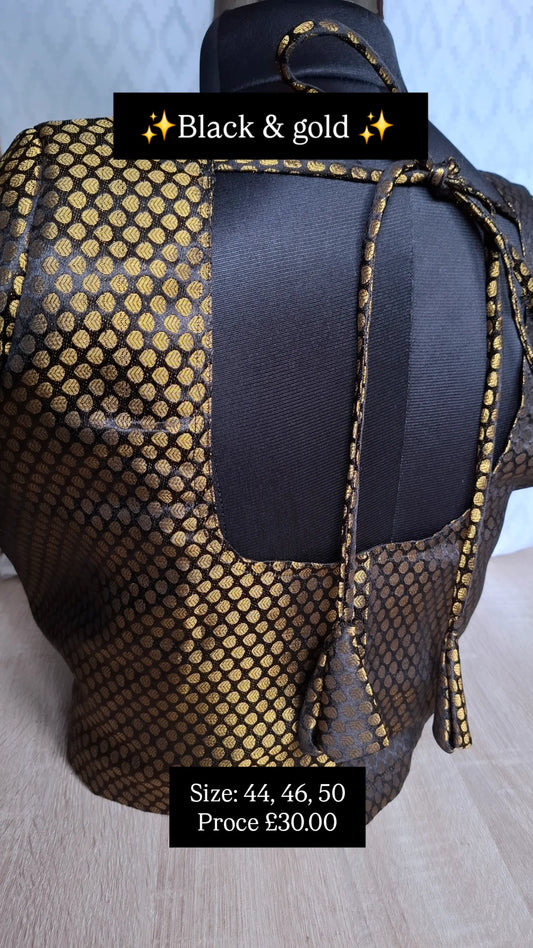 BLACK BROCADE BLOUSE
