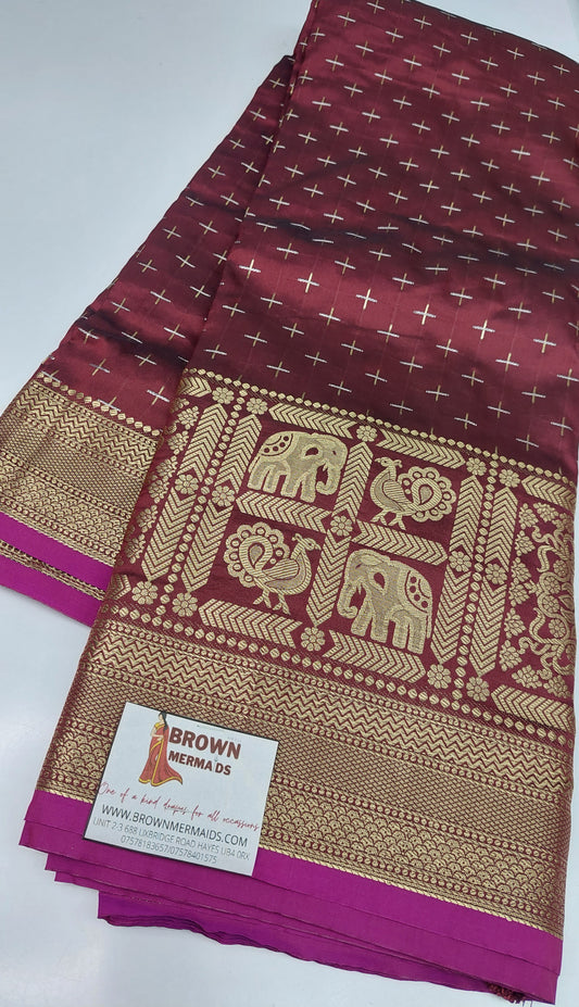 DEEP MAROON SILK SAREE