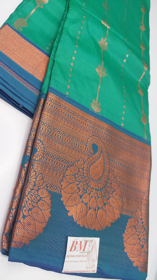 TURQUOISE AND BLUE SILK SAREE