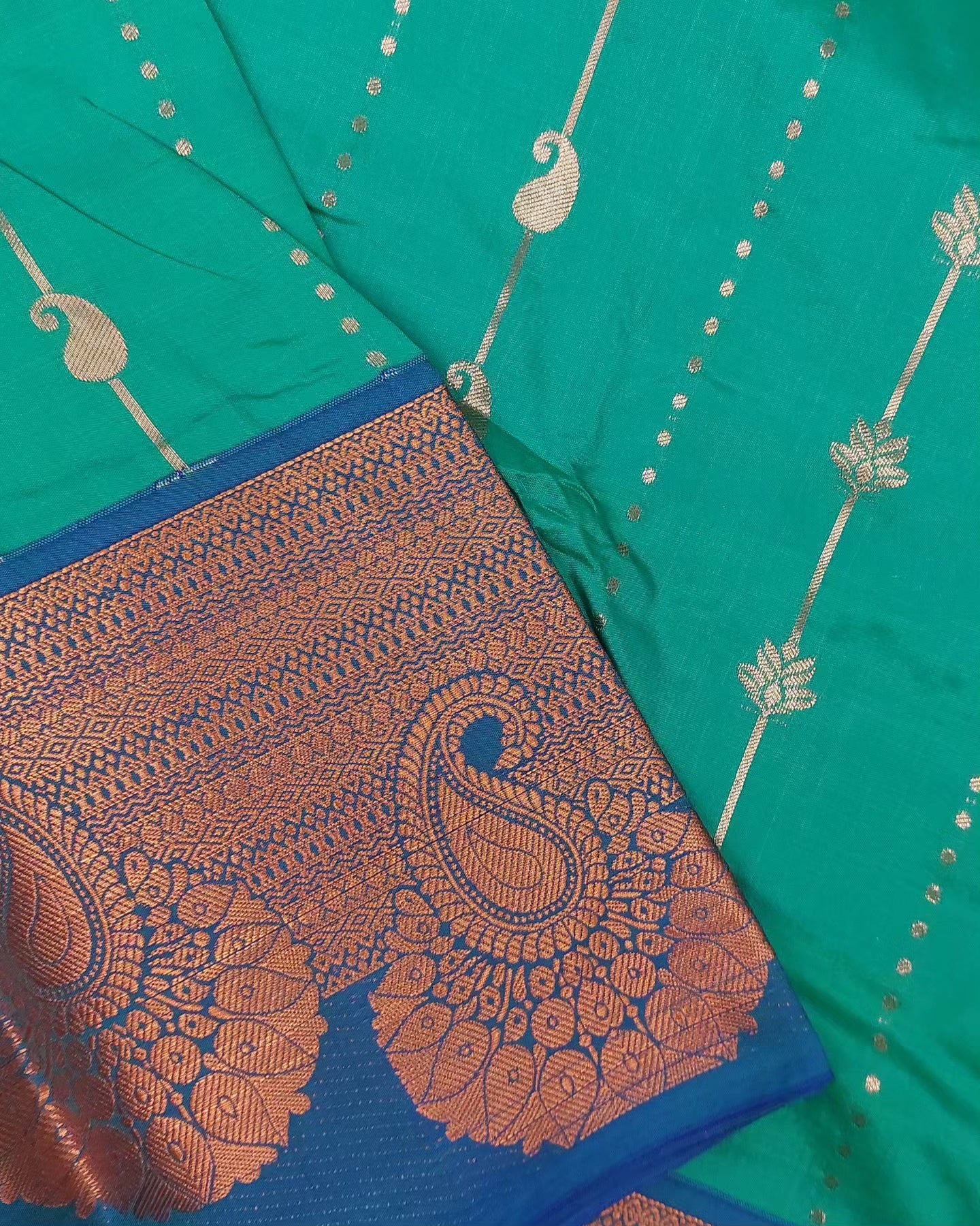 TURQUOISE AND BLUE SILK SAREE