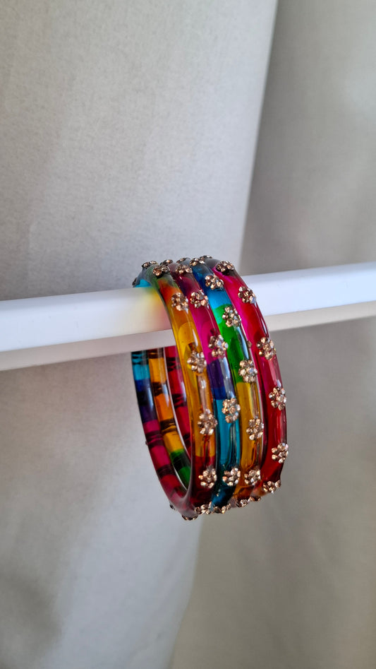 SPARKLE GLASS BANGLES (MULTI COLOURED)