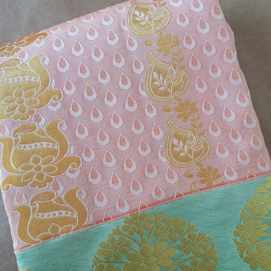 SALMON PINK SILK SAREE