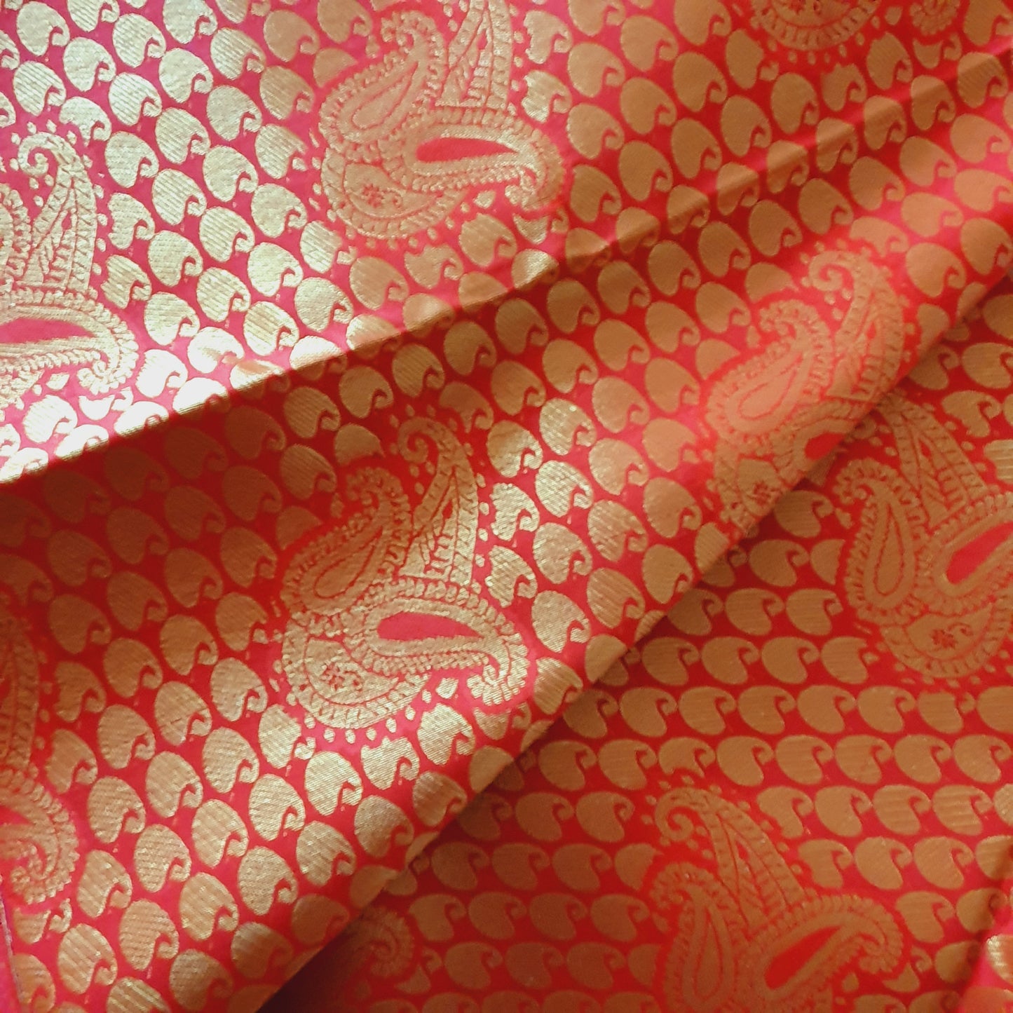 ORANGE RED KANCHIPURAM WITH HEAVY EMBROIDERY