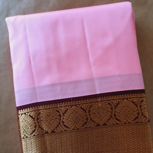BABY PINK AND BROWN KANCHIPURAM