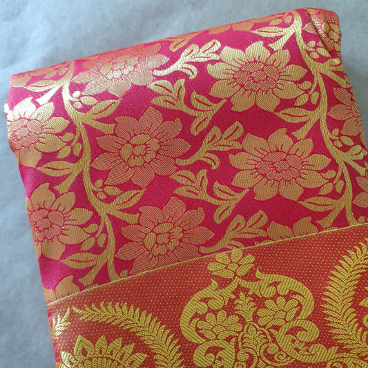 DEEP RED SILK SAREE WITH HEAVY EMBROIDERY