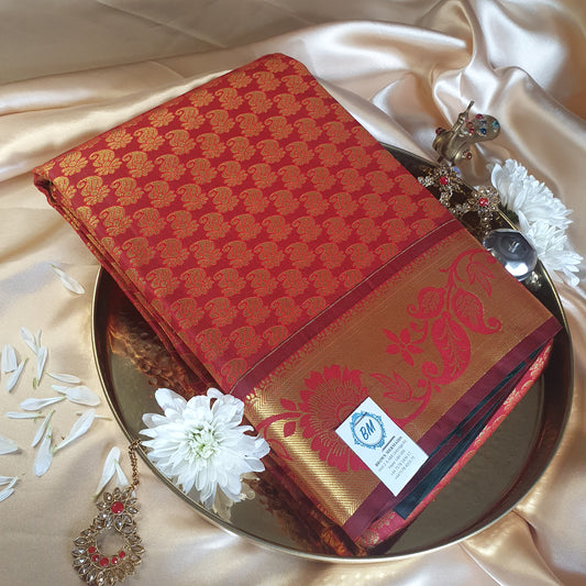 DEEP RED AND GREEN HALF&HALF SILK