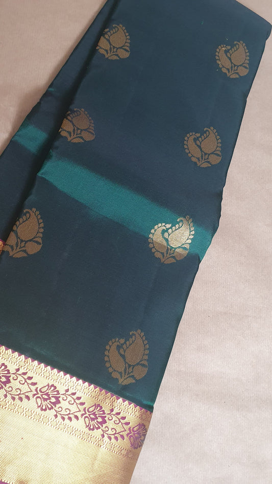 DARK GREEN & PINK KANJIPURAM