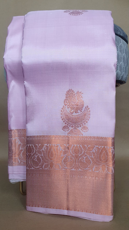 PALE PINK PURE KANJIPURAM- COPPER ZARI