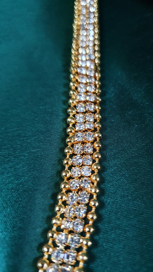 GOLD PEARL & DIAMOND WAIST CHAIN (2 LINES)