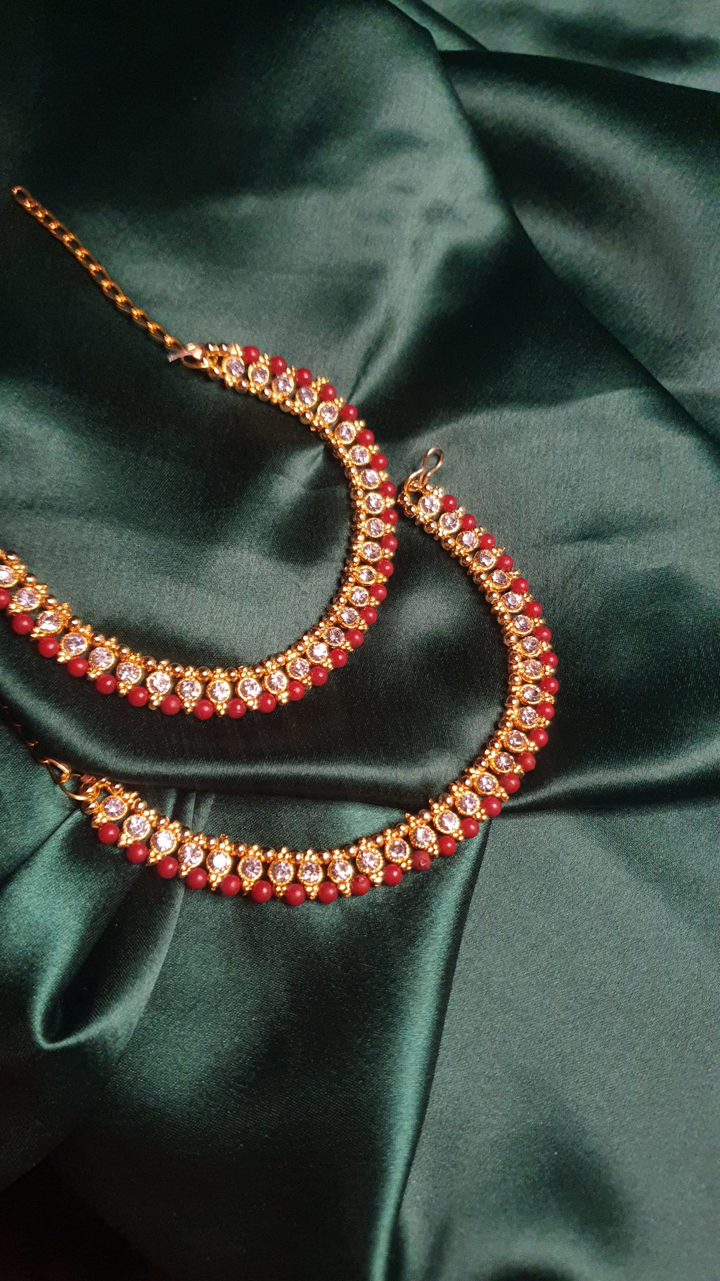GOLD & RED PEARL ANKLETS