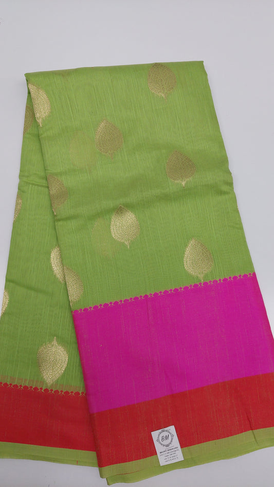 MINT GREEN COTTON SAREE WITH BRONZE EMBROIDERY