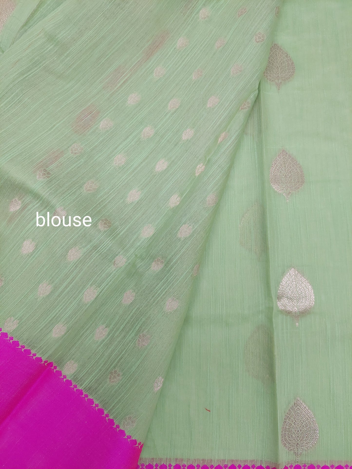 MINT GREEN COTTON SAREE WITH BRONZE EMBROIDERY