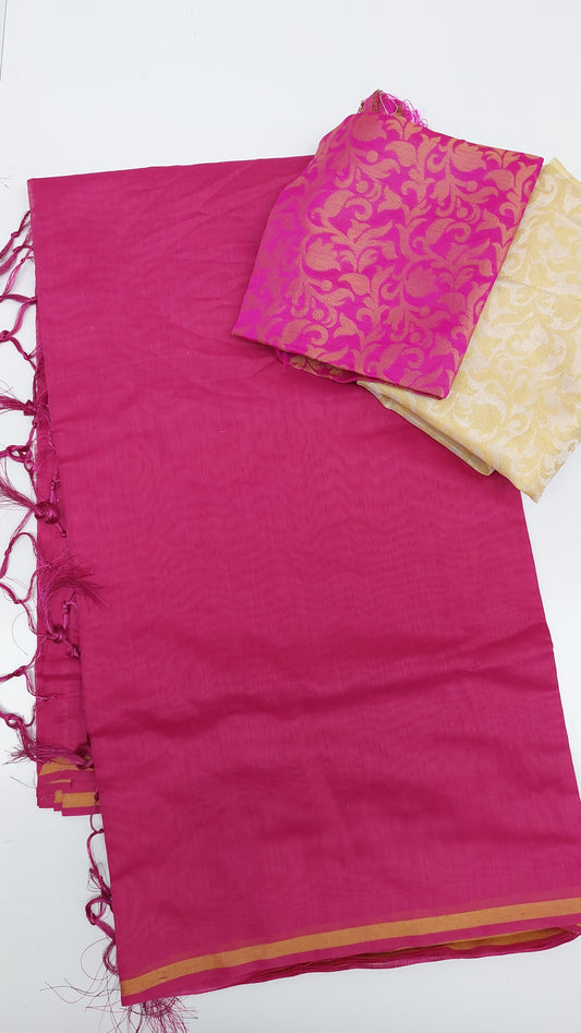 PLAIN PINK COTTON + DOUBLE BLOUSE