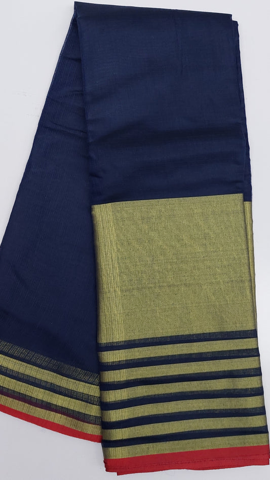 LIGHT WEIGHT NAVY BLUE COTTON SAREE