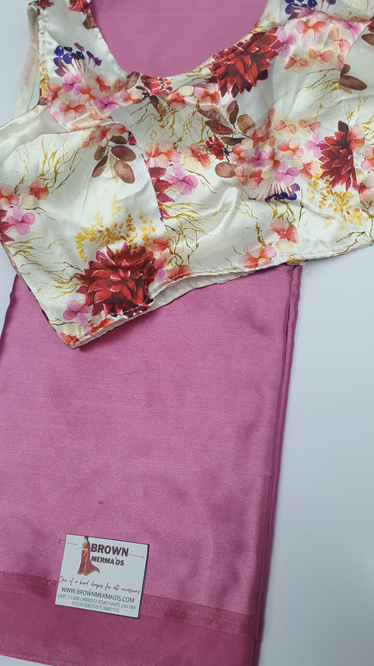 PINK SATIN + GLORAL READY MADE BLOUSE