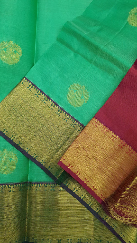 CHATHEAU GREEN & MAROON KANJIPURAM