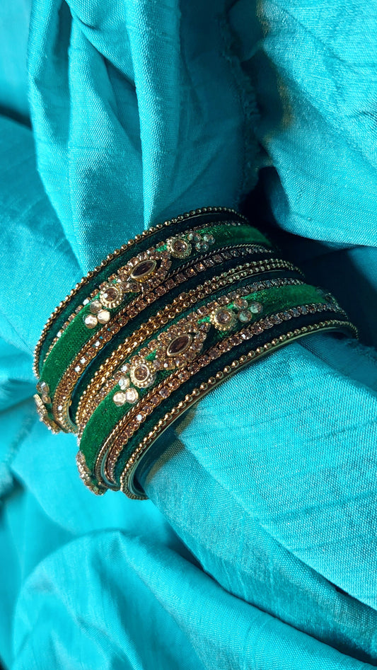 GREEN & GOLD VELVET SET