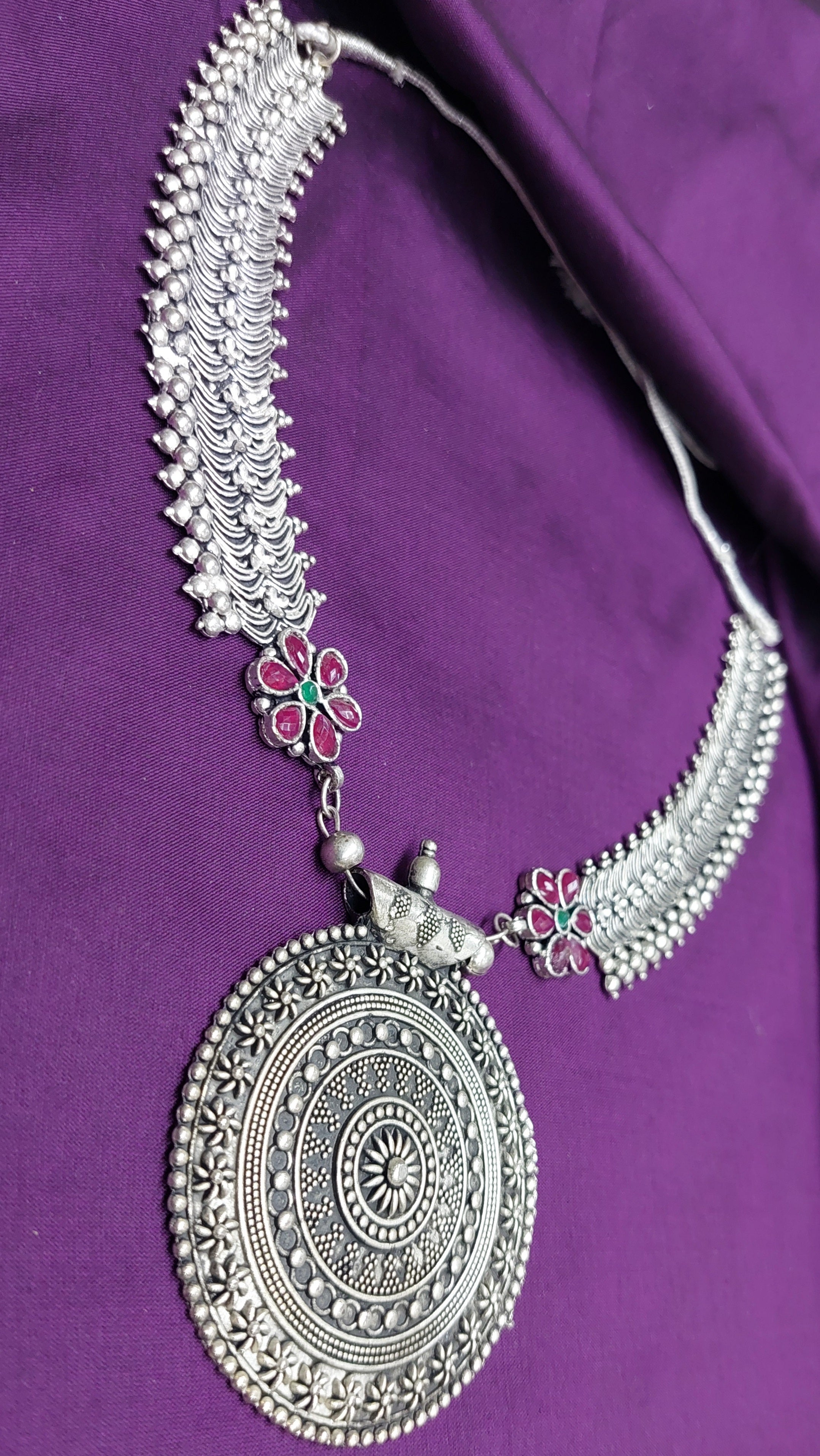 Silver hot sale mandala necklace