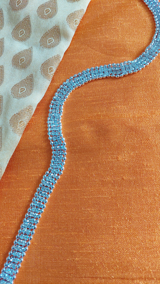 SILVER PEARL & DIAMOND WAIST CJAIN (2 LINES)