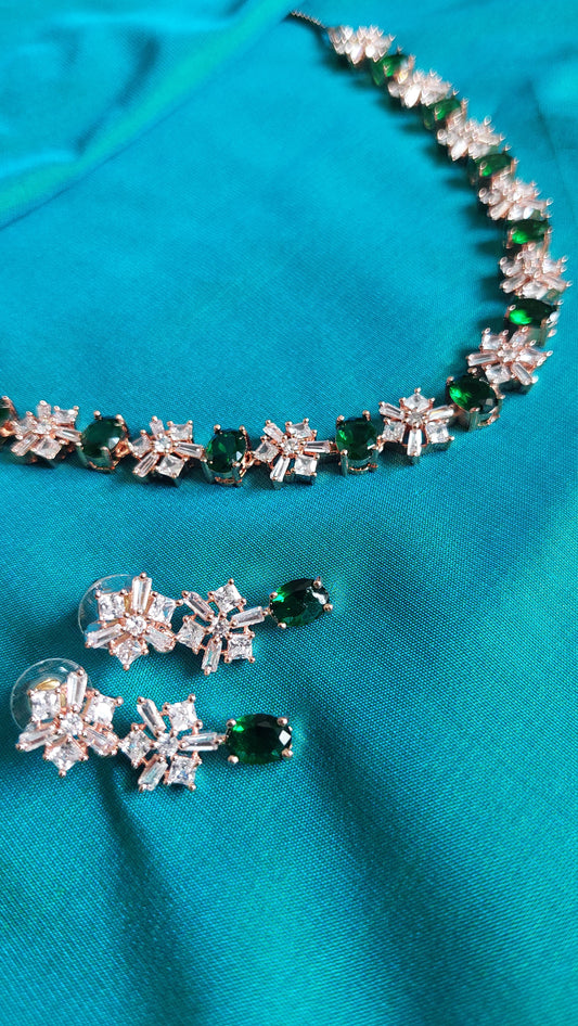 GREEN ROSE GOLD A.D STONE SET 020