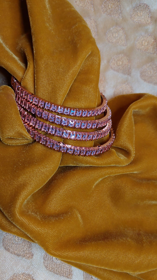 ROSE GOLD A.D.STONE BLOCK BANGLES