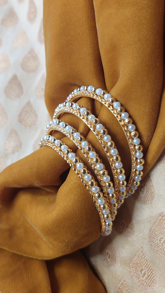 GOLD & WHITE PEARL BANGLES