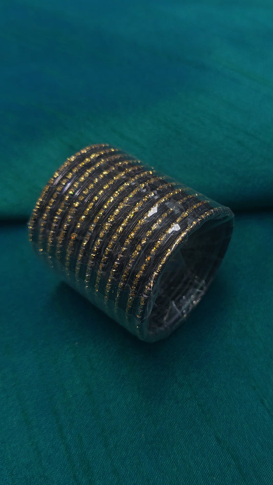BLACK & GLITTER BANGLES SIZE 1.0