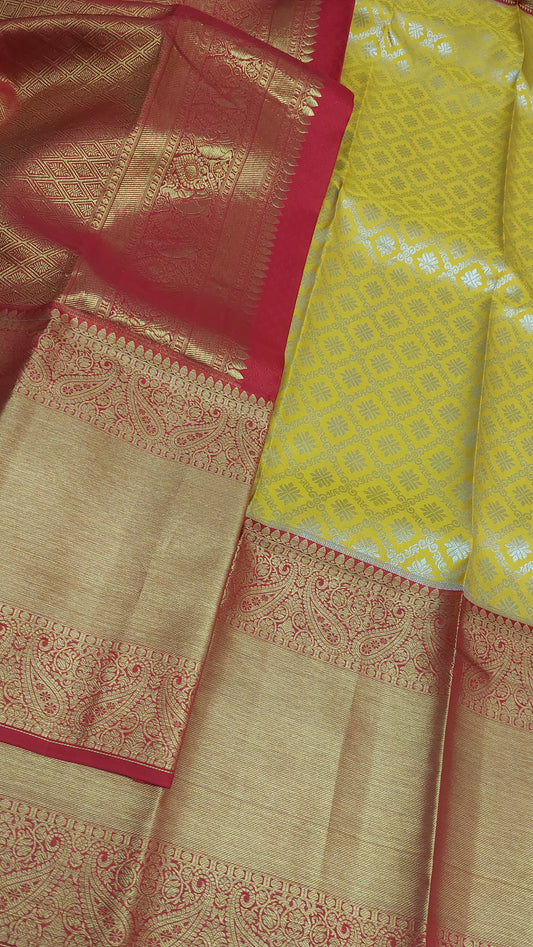 YELLOW & RED KANJIPURAM