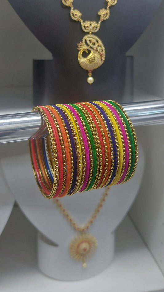 MULTICOLOUR ANTIQUE GOLD BANGLE SET